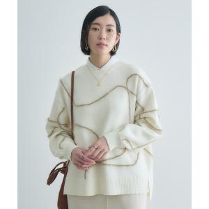 ニット セーター ニュアンス柄ラインニット レディース