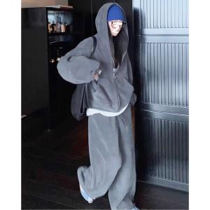 パーカー スウェットジップパーカー＆ワイドパンツ セットアップ レディース