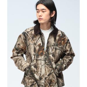ブルゾン アウター JUNGLE STORM (ジャングルストーム) カモフラージュ 裏地メッシュ 衿コール天 フルジップ ジャケット リアルツリー