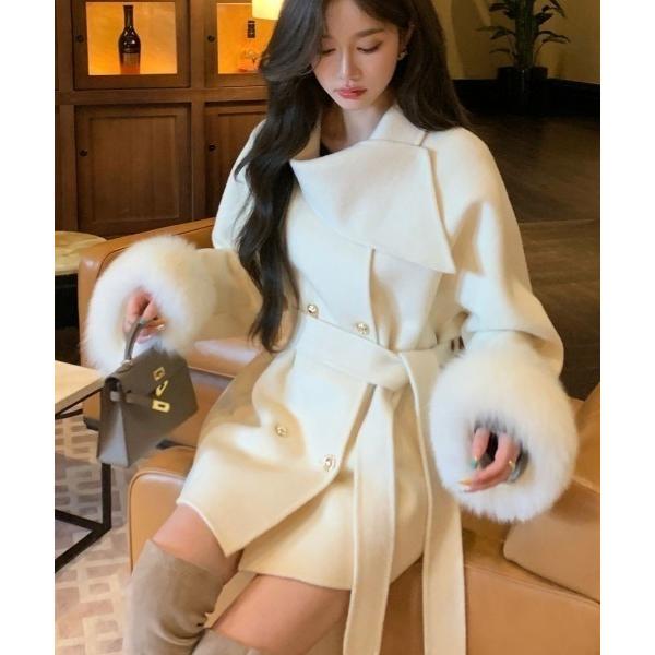 コート チェスターコート 「ベルト付き」エコファーチェスターコート レディース