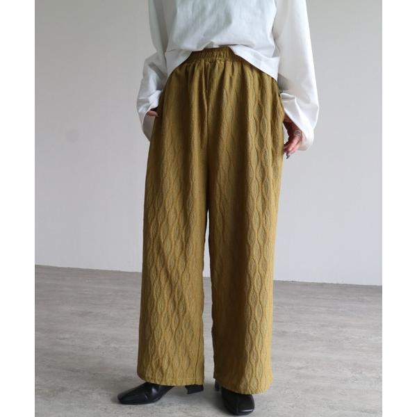 パンツ 波柄ジャガードイージーパンツ レディース