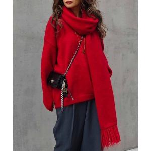 ニット セーター Vネックニット×スカーフ レディース