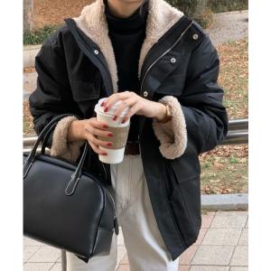 ブルゾン アウター 裏ボアフェイクムートンドローストリングコート レディース