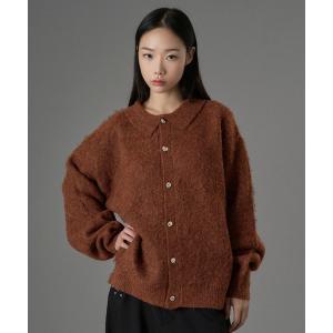 カーディガン SILVER BUTTON SHAGGY KNIT POLO CARDIGAN / シルバーボタンシャギーニットポロカーディガン メンズ