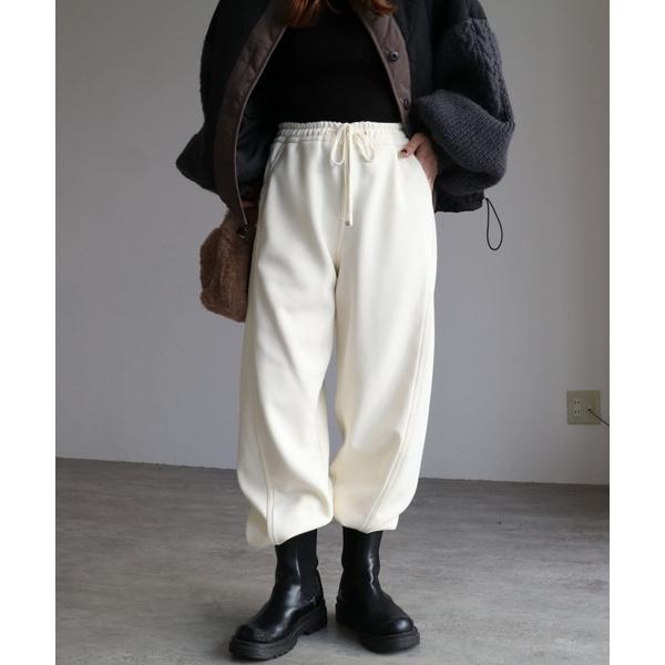 パンツ 裏ミンクファータッチ切替カーブパンツ レディース