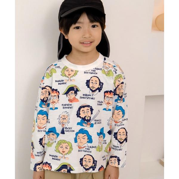 tシャツ コミックえらい人総柄長袖Tシャツ80〜140cm キッズ 子供服 男の子 女の子