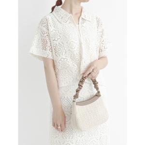 「Te chichi TERRASSE」 半袖ブラウス フリ- オフホワイト レディース