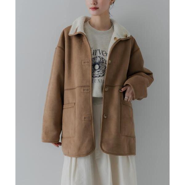 ムートンコート ボアコート ECOPELフェイクムートンリバーシブルコート レディース