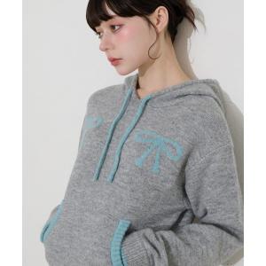 ニット セーター 「日本限定」RIBBON KNIT HOODIE /　リボンニットフーディ レディース