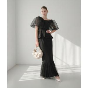 パーティードレス ドレス 「LEJA」シアーチュールオフショルセットアップドレスワンピース美脚効果結婚式 パーティードレス 成人式 二次会 同窓会 お呼ば…