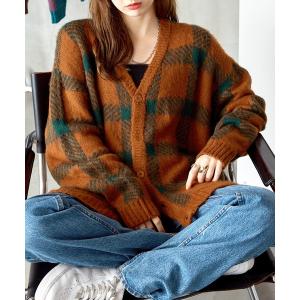 「BASQUE magenta」 ニットカーディガン FREE オレンジ レディース