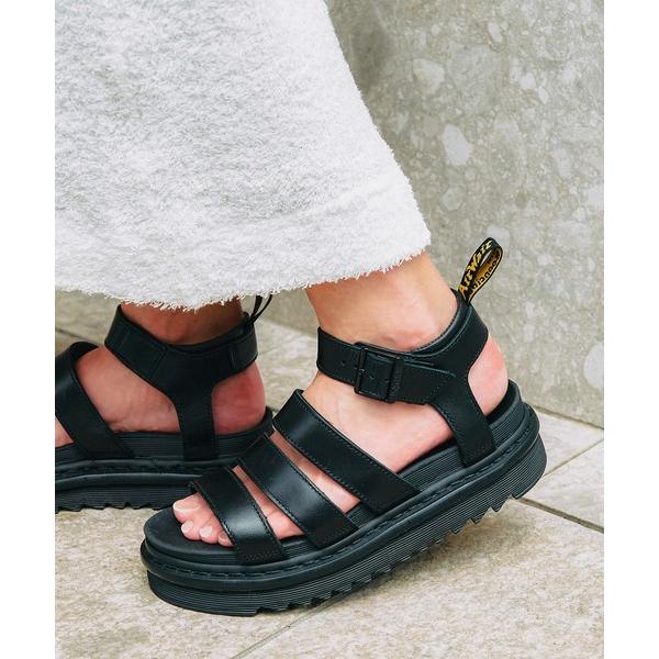 「Dr. Martens」 フラットサンダル 24 ブラック レディース