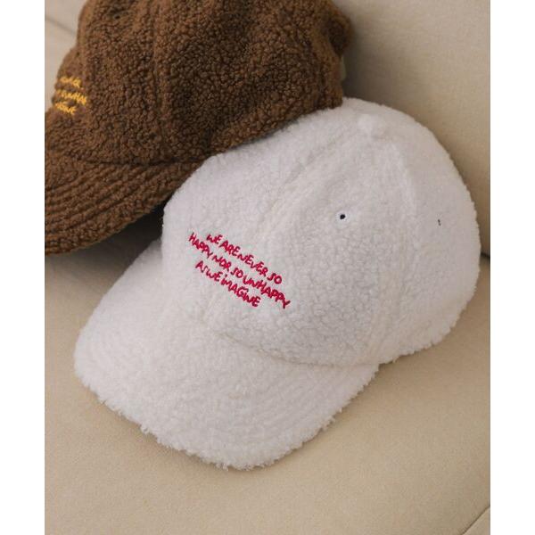 帽子 キャスケット ボア刺繍キャップ レディース
