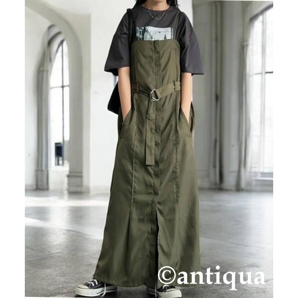 「antiqua」 ノースリーブワンピース R カーキ レディース