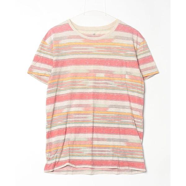 「American Eagle」 ボーダー柄半袖Tシャツ - レッド メンズ