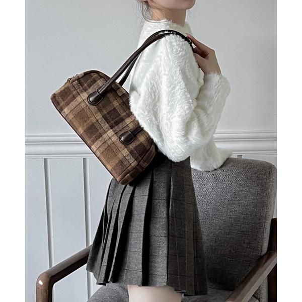 ボストンバッグ 「3色展開」ウィンターチェック ボストンバッグ レディース