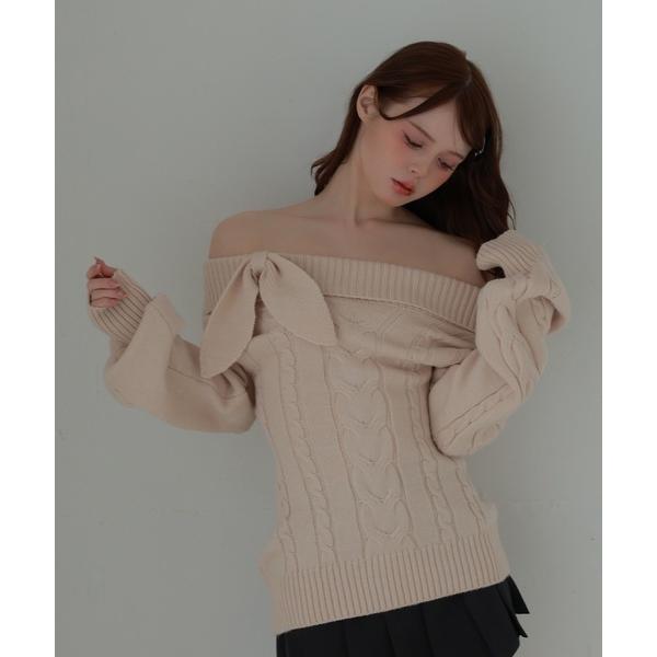 ニット セーター ribbon cable fiora knit tops/リボンケーブルフィオラニ...