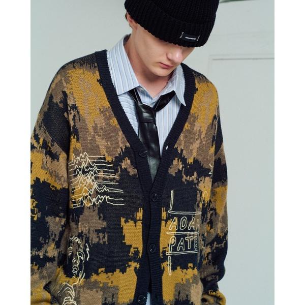 カーディガン 「ADAMPATEK/アダムパテック」mad embroidered fade kni...