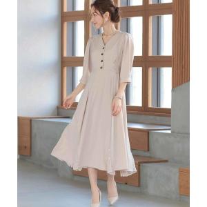 「Primazel」 「haremode」7分袖ワンピース M ベージュ レディース