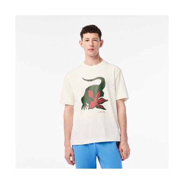 「LACOSTE」 半袖Tシャツ「netflixコラボ」 4 ホワイト メンズ