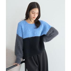 ニット セーター 素材MIX配色デザインニット レディース