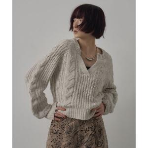 ニット セーター キーネックケーブルNT レディース