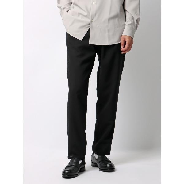 スラックス タックテーパードパンツ ストレッチ 吸水速乾 ウールライクトロピカル 裾上げ済み メンズ