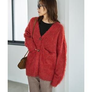 ニット セーター 「LUXE」毛起こしブークレポケットカーディガン レディース