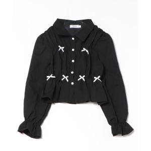 ブラウス シャツ 「Mayree」リボン　シャーリングブラウス レディース