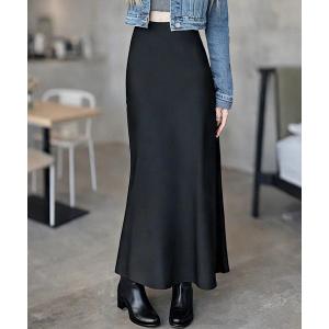 mipiarl ロング スカート 薄手サテンフレアマーメイドスカート