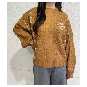 ニット セーター 配色ブランケットニット レディース