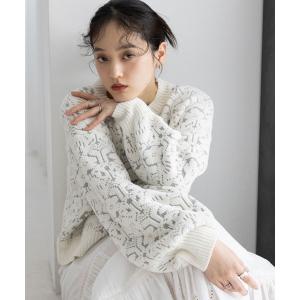 ニット セーター モールジャガードショートニット レディース