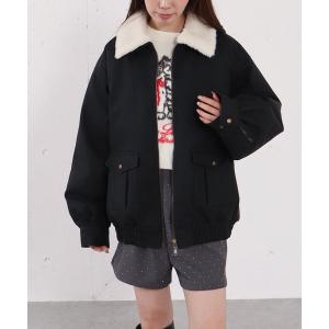 ブルゾン アウター ファー衿付中綿フェイクレザーブルゾン レディース