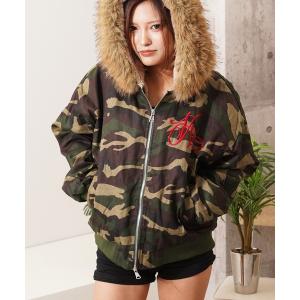 ブルゾン アウター フードファー クロップド 迷彩 ジャケット / Hooded Cropped Camo Jacket メンズ レディース