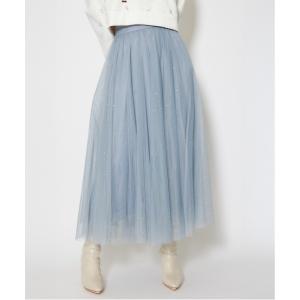 スカート デコレーションチュールフレアスカート 秋服 冬服