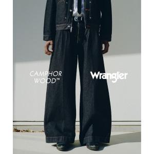 ジーンズ 「 Wrangler × CamphorWood 」front zip 2tuck wide baggy flare broken deni