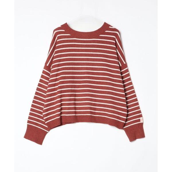 「Java」 ボーダー柄長袖ニット M ブラウン レディース