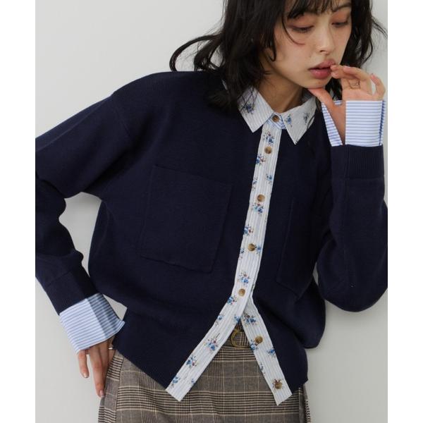 カーディガン シャツレイヤードカーディガン レディース