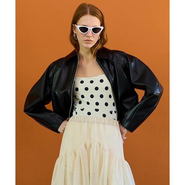 ブルゾン アウター Gathered Balloon Vegan Leather Jacket/ギャ...