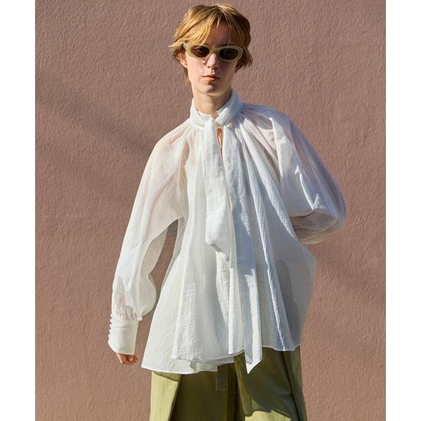 ブラウス シャツ V-neck voluminous blouse/タイ付Vネックボリュームブラウス...