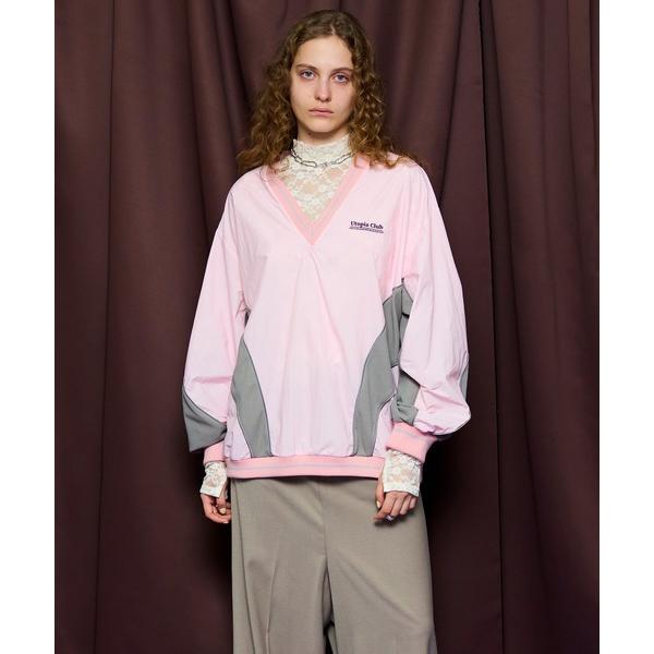 Striped Print V-Neck Tops/ストライププリントVネックトップス レディース ...