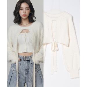 カーディガン ロングテープマルチシャギーニット レディース