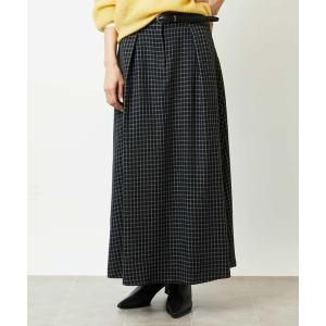 スカート ミモレ丈チェック柄Aラインスカート