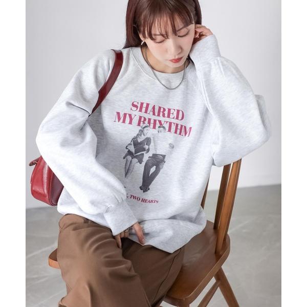 トレーナー スウェット 裏起毛フォトプリントスウェットトレーナー レディース