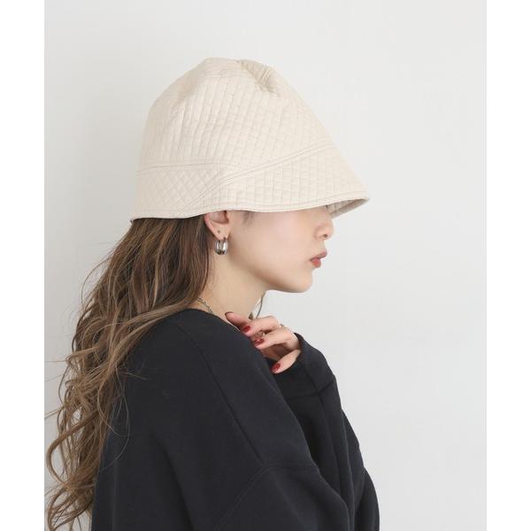 帽子 ハット キルティングエコレザーバケットハット レディース