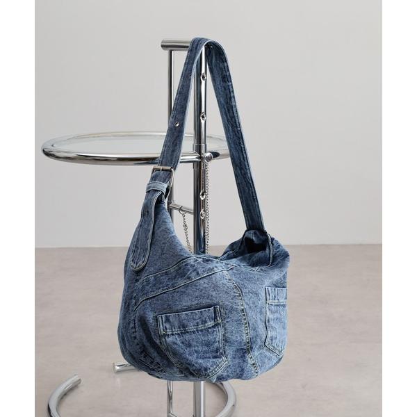 ショルダーバッグ バッグ パッチポケットデニムショルダーバッグ レディース