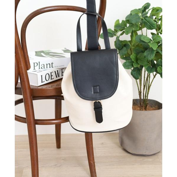 ショルダーバッグ バッグ レザーフラップ使いキャンバスショルダーバッグ レディース