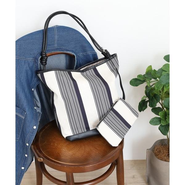 ショルダーバッグ バッグ レザー切替マルチストライプ柄ショルダーバッグ レディース