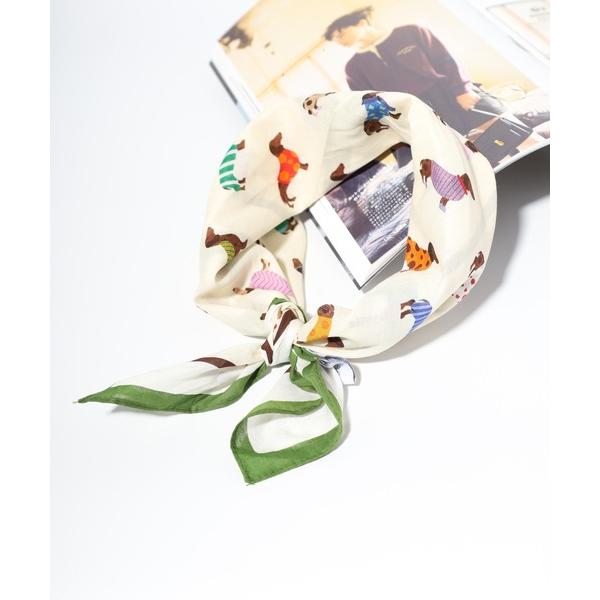 ストール マフラー ダックスフンド柄スクエアスカーフ レディース