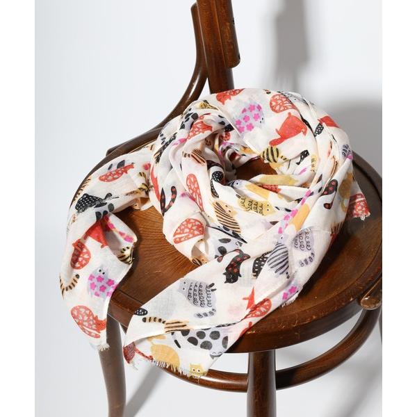 ストール マフラー ねこプリント大判ストール レディース